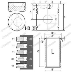 Stempel, ringe og forings kit (02/1961 og fremefter)