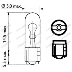P�re til Ladelampe - 12V - 1.2W - W2x4.6d - PH12516